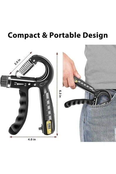 Sayaçlı Bilek Güçlendirme Yayı 5-60 Kg Siyah - Resim 3