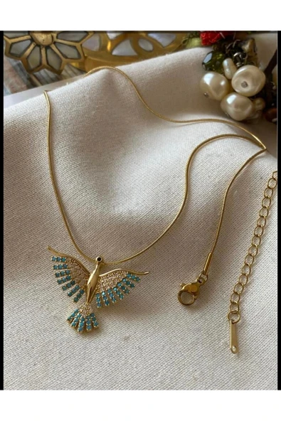 Jasmel atelier Anka Kuşu Çelik Zirkon Taşlı Kadın Kolye - 1
