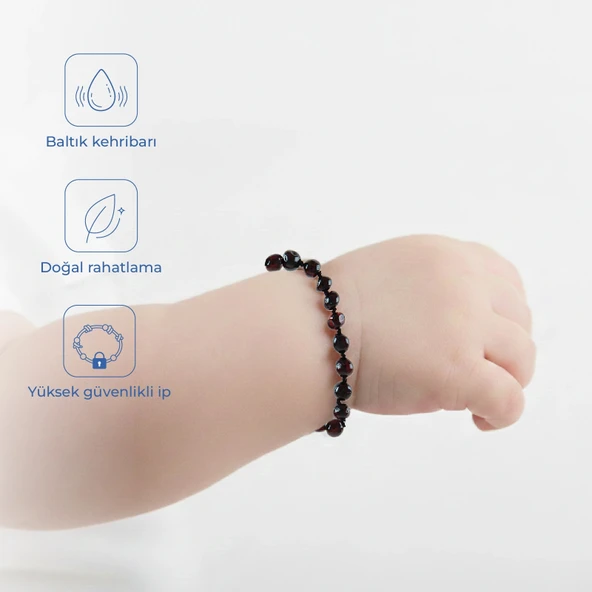 Babyjem Orjinal Sertifikalı Kehribar Bebek Bilekliği Vişne ürün görseli 1