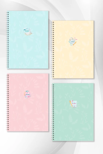 NY SADE A5 Spiralli Okul Defteri 80 yaprak 4'lü Set 2 Kareli 2 Çizgili