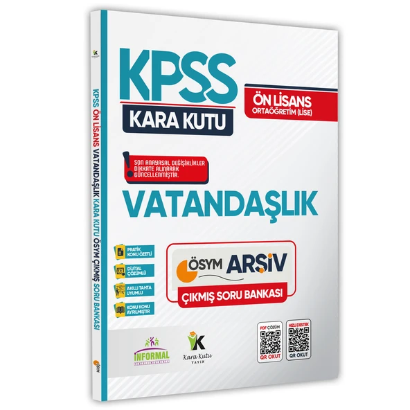 KPSS Önlisans-Ortaöğretim Vatandaşlık Kara Kutu Çıkmış Soru Bankası Konu Özetli Dijital Çözümlü