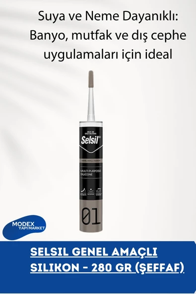 Selsil Genel Amaçlı Silikon Su Geçirmez Cam Doğrama Metal Fayans Için Şeffaf 280gr ürün görseli