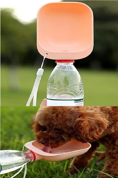 Evcil Hayvan Plastik Su Kabı Taşınabilir Seyahat Pet Su  Şişesi Bağlantılı Kap ürün görseli