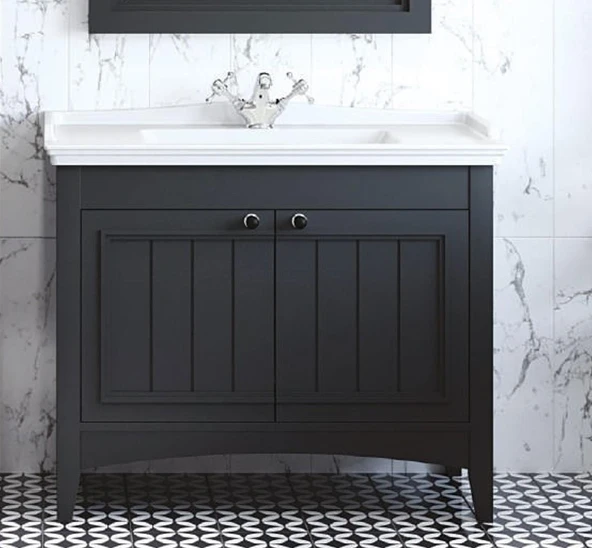 Denko Helena 100 cm MDF Antrasit Gri Banyo Dolabı Takımı ve Boy Dolabı - Resim 2