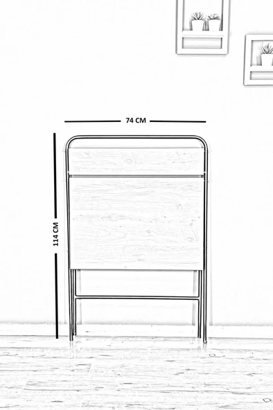 ? Lich Metal Ayaklı Katlanır Çalışma Masası Beyaz | Raflı Laptop Sehpası | Çizim ve Ders Masası - 7