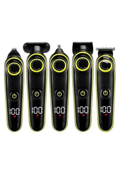 Saç Sakal Şekillendirici Tıraş Makinesi 5 Başlıklı Paslanmaz Çelik Bıçaklı Unısex - Resim 5