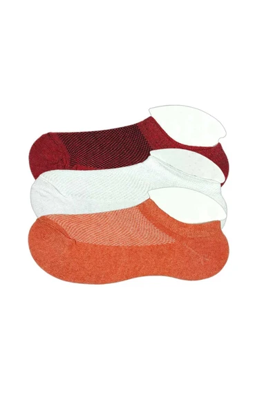 3 Adet Çocuk Sneaker Patik Çorap Bordo Beyaz Turuncu ürün görseli 1