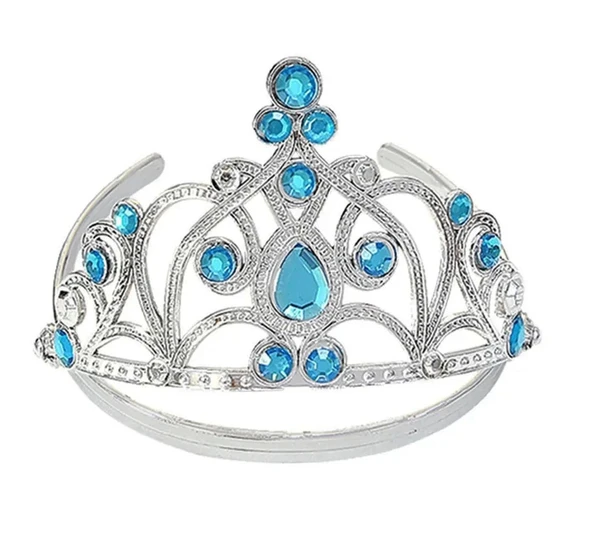 Mavi Taşlı Elsa Çocuk Tacı Prenses Tacı Kraliçe Tacı 16x14 Cm - 1