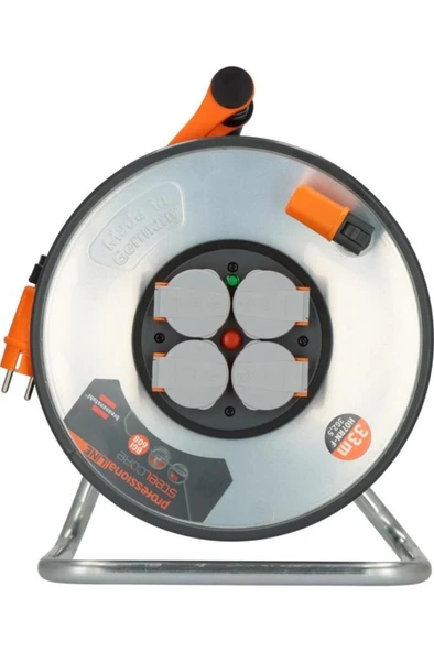 Brennenstuhl ProfessionalLINE SteelCore Serisi 5 Yıl Garantili IP44 Lisanslı Çelik Tambur Makaralı Kablo H07RN-F 3G2.5, 33 Metre Outlet - 2
