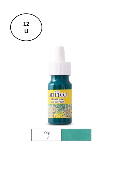 Artdeco Hazır Ebru Boyası 30ml 12'li Yeşil ürün görseli 1