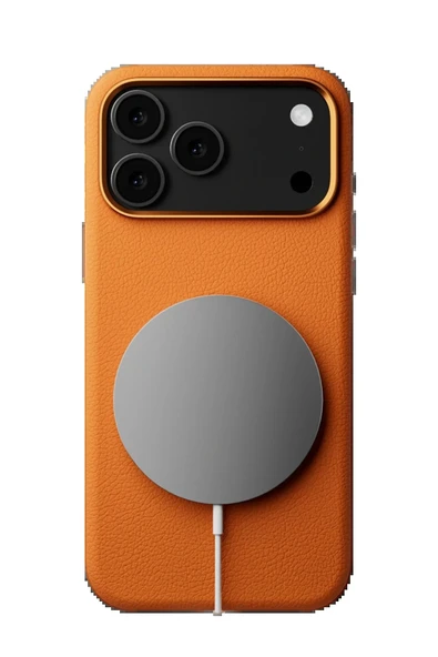 iPhone 17 Pro Wonder Deri Magsafe Kapak - Turuncu - Resim 2