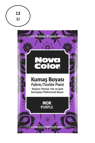 Nova Color Toz Kumaş Boyası Mor 12 Gr Nc-907 12'li ürün görseli 1
