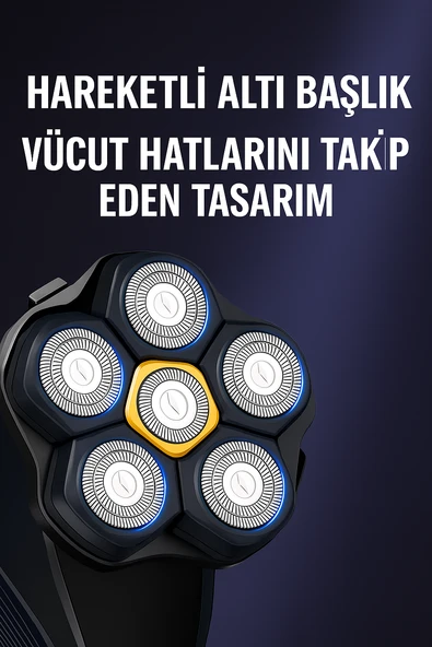 Elektrikli Döner Başlıklı Saç ve Sakal Tıraş Makinesi ,240 Dakika Kullanım Elektrikli Döner Başlıklı Saç ve Sakal Tıraş Makinesi , IPX6 Su Geçirmez 240 Dakika Kullanım - 5
