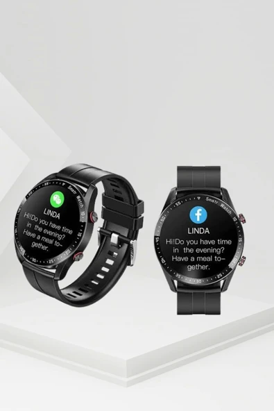 Akıllı Saat Titanyum Kasa Yuvarlak Ekran Alarm Uyku ve Sağlık Takibi Titreşimli - Resim 3