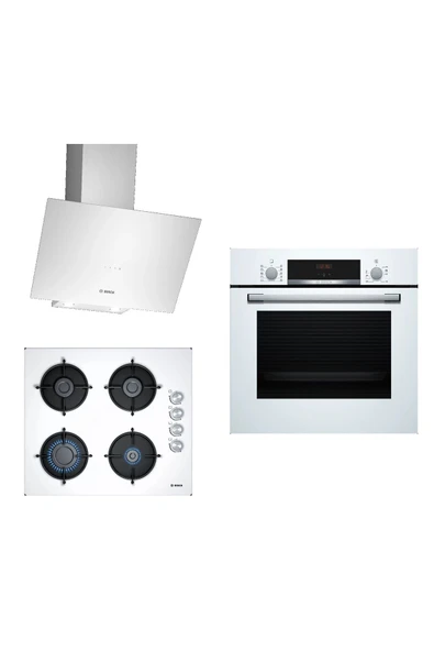 Bosch Beyaz İnci 3 Lü Ankastre Set (HBF514BW1T - POP6C2O10O - DWK64PJ20T)