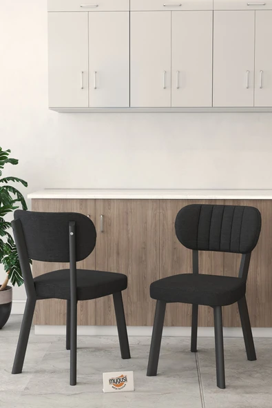 Hazal Serisi Mutfak Sandalyesi, Yemek, Bahçe, Kafe, Modern Sandalye 1 Adet - Siyah