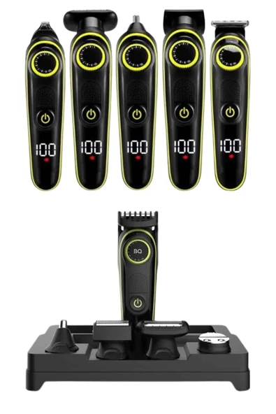 5 Başlıklı Şarjlı Tıraş Makinesi Led Ekran Saç Sakal Ense Tıraşına Uygun Bakım Seti - Resim 5