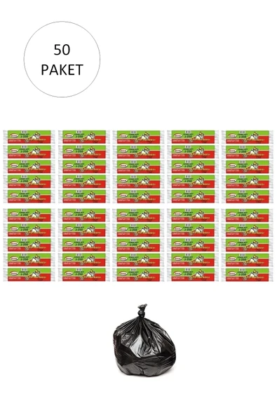 J-250 Jumbo Boy Çöp Torbası 80 x 110 cm 10 Lu Rulo x 50 Paket = 500 Adet (Siyah) ürün görseli