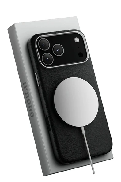iPhone 17 Pro Wonder Deri Magsafe Kapak - Siyah - Resim 3