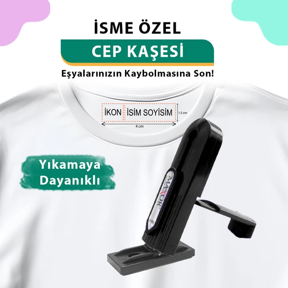 Siyah Öğrenci Cep Kaşesi, Okul Anaokul Kreş Kaşesi, Defter Kitap, Kıyafet Elbise Kaşesi Etiketi - 1