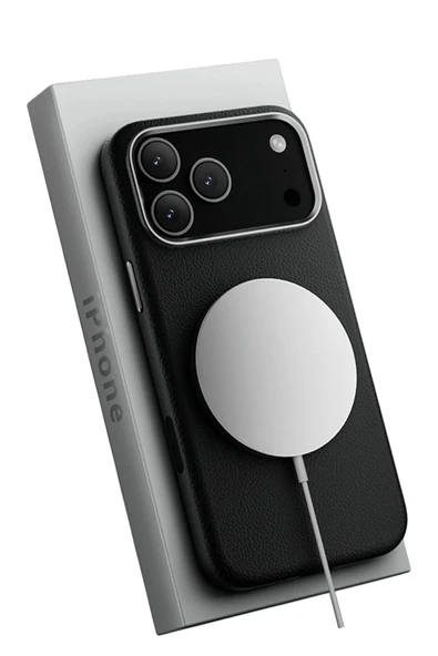 iPhone 17 Pro Max Wonder Deri Magsafe Kapak - Siyah - Resim 3