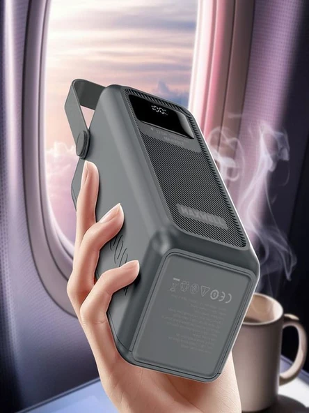 50000mAh 22.5W Hızlı Şarj 4xUSB 1XType-C 1xMicro Led Işıklı Dahili Kablolu Çoklayıcı Powerbank - Resim 6