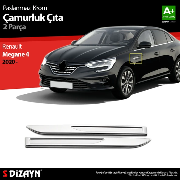 S-Dizayn Renault Megane 4 Krom Çamurluk Sinyal Çıtası 2 Prç. 2020 Üzeri - 1