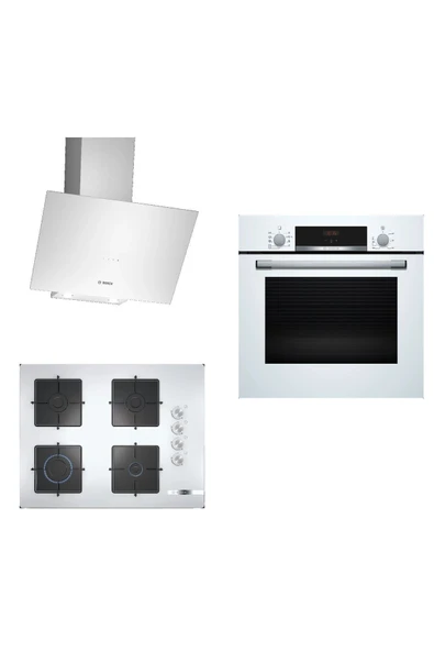 Bosch Beyaz 3 Lü Ankastre Set 259 (HBF534EW3T - POP7C2O12O - DWK64PJ20T) 67 cm Ocak