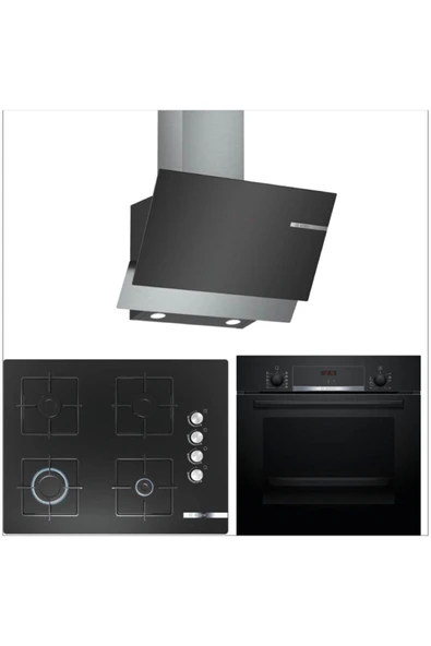 Bosch Siyah Ankastre Set (HBF514BB1T+POP7C6O12O+DWK65AD60R)