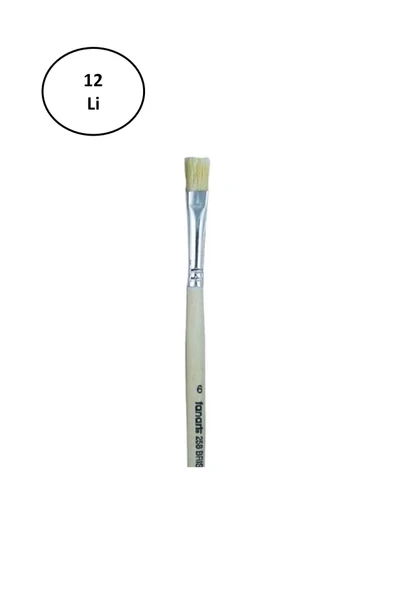 Fanart Academy Seri 258 Sert Kıl Yassı Fırça No 6 12'li ürün görseli 1