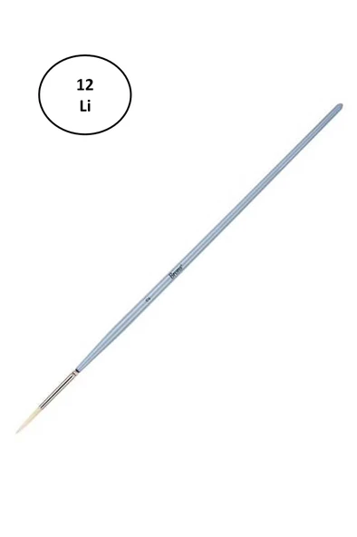 Brons Yağlı Boya ve Akrilik Fırçası Beyaz Kıl Uzun Sap Yuvarlak Uç Seri 123 No 2 12'li ürün görseli 1