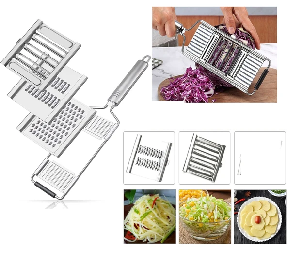 3 Başlıklı Saplı Kaymaz Rende Jülyen Kesici Patates Lahana Havuç Rendesi ürün görseli