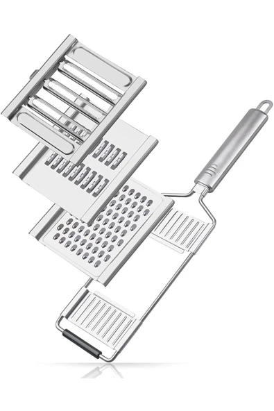 3 Başlıklı Saplı Kaymaz Rende Jülyen Kesici Patates Lahana Havuç Rendesi - Resim 2