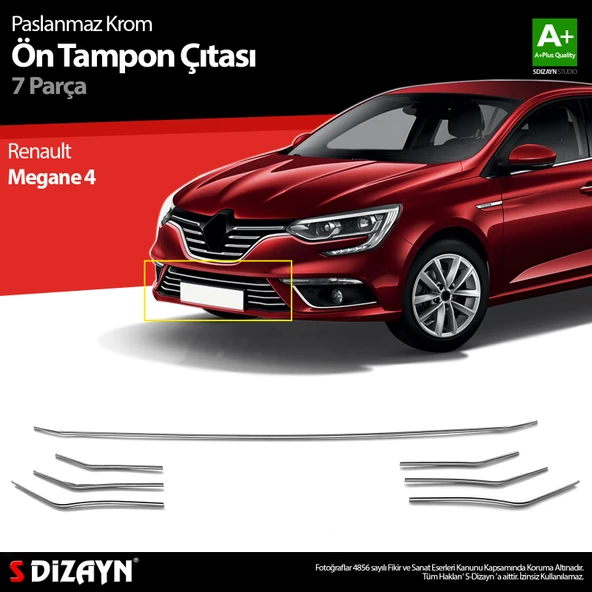 S-Dizayn Renault Megane 4 Krom Ön Tampon Çıtası 7 Prç. 2016 Üzeri - 1