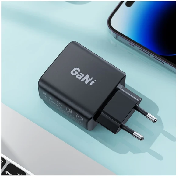 35W GaN Çift USB-C Portlu Süper Hızlı Şarj Cihazı  PD Destekli Akıllı Çip Teknolojili - 6