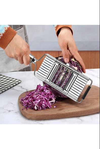 3 Başlıklı Saplı Kaymaz Rende Jülyen Kesici Patates Lahana Havuç Rendesi - Resim 4