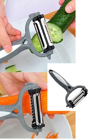 3 Fonksiyonlu Rende Soyacak – Tırtıklı -Dalgalı- Chips Kesici Döner Başlıklı Turbo Soyacak ürün görseli