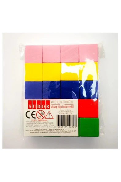 Südor Ahşap Küp Blok 20 Li Renkli ürün görseli