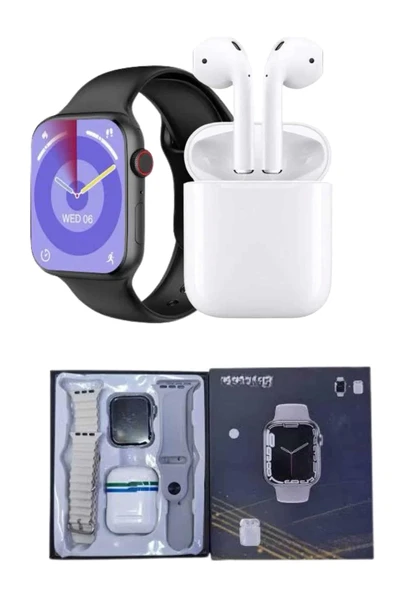 Akıllı Saat Gümüş Kasa Bluetooth Kulaklık Hediyeli Çok Fonksiyonlu İkili Set - Resim 5