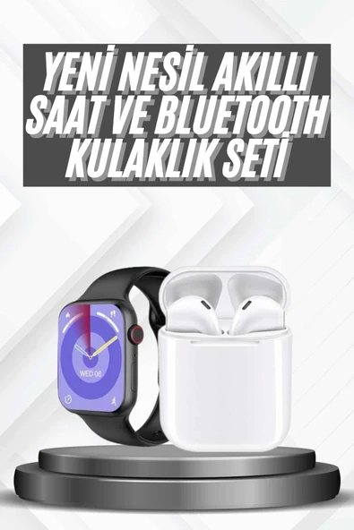 Akıllı Saat Gümüş Kasa Bluetooth Kulaklık Hediyeli Çok Fonksiyonlu İkili Set ürün görseli 1