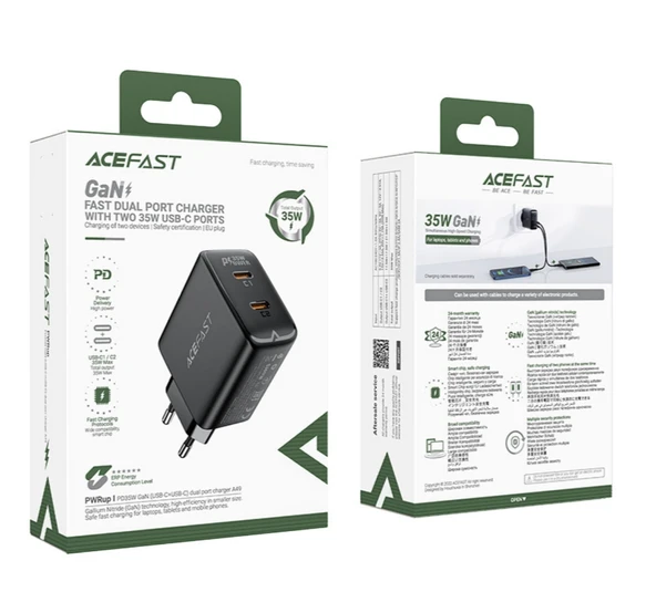 35W GaN Çift USB-C Portlu Süper Hızlı Şarj Cihazı  PD Destekli Akıllı Çip Teknolojili - 2