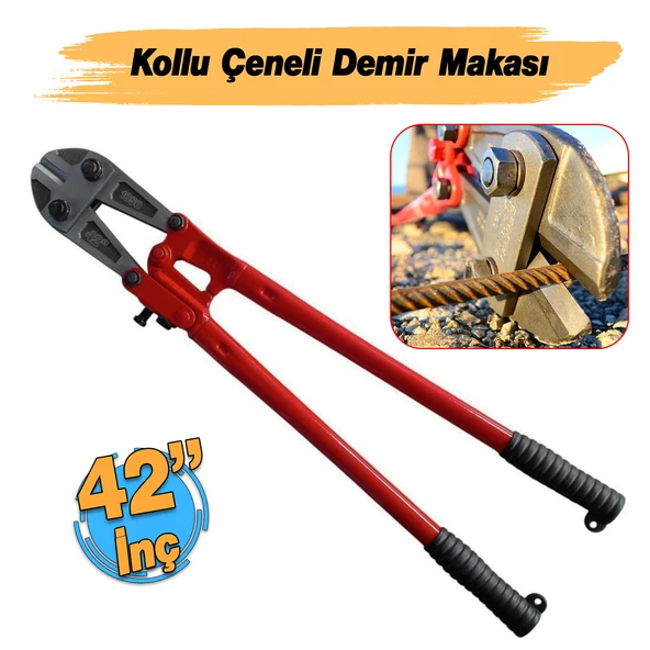 (42'') Kollu Çeneli Kupplon Demir Kesme Makası Çubuk İnşaat Demiri Teli Metal Kesim Makası CR-V - Resim 2