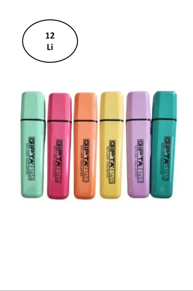 Gıpta Fosforlu Markör 5Mm Kesik Uç Pastel Turuncu 12'li ürün görseli 1