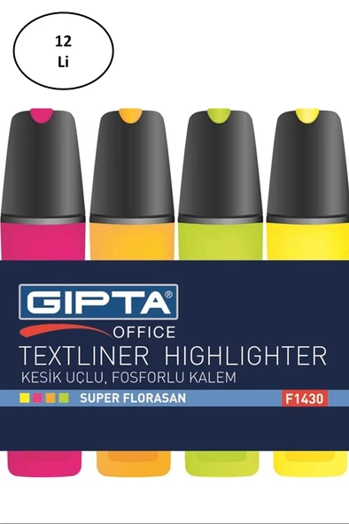 Gıpta Fosforlu Kalem 5Mm Kesik Uç Yeşil 12'li ürün görseli 1