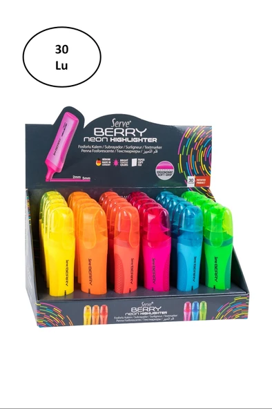 Serve Berry Fosforlu Kalem Karton Stant 30 Lu ürün görseli 1