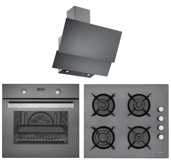 EMİNÇELİK DİJİTAL ANTRASİT GRİ CAM 6 PRG TURBO FANLI ANKASTRE SET - 4