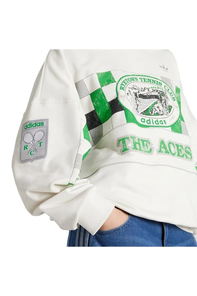 adidas Kadın  Beyaz  Sweatshirt COURT CREW JW0149 - Resim 4