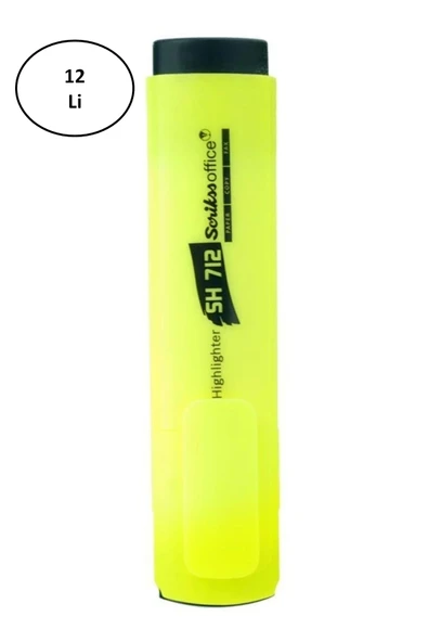 Scrikss Fosforlu Kalem (işaret Kalemi) Kesik Uc Sarı (12 Li Paket) - Resim 2