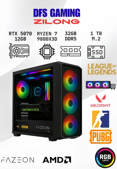 DFS Gaming ZILONG RYZEN 7 9800X3D-B650-RTX5070-32GB-1TB M.2 SSD-OYUNCU BİLGİSAYARI ürün görseli