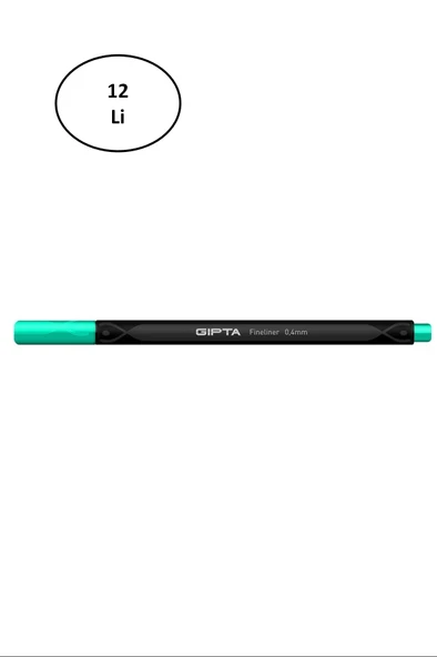 Gıpta Fineliner Kalem 0,4 Mm Karton Kutu Üçgen Turkuaz 12'li ürün görseli 1